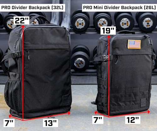 Gym Bag, Rip-Resistant Fabric, Heavy Duty (Black, Backpack (Pro-Mini (26L) with Dividers)) - color: Black, style: Backpack (Pro-mini With Dividers)