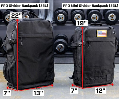 Gym Bag, Rip-Resistant Fabric, Heavy Duty (Black, Backpack (Pro-Mini (26L) with Dividers)) - color: Black, style: Backpack (Pro-mini With Dividers)