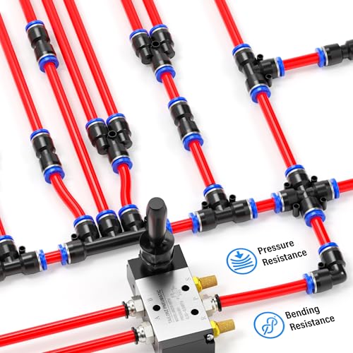 TAILONZ PNEUMATIC Air Line 1/4 inch od Red Pneumatic Nylon Tube 32.8ft Air Brake Tubing Nylon Hose - color: Red-Nylon, size: 1/4'' OD/32.8ft/10m