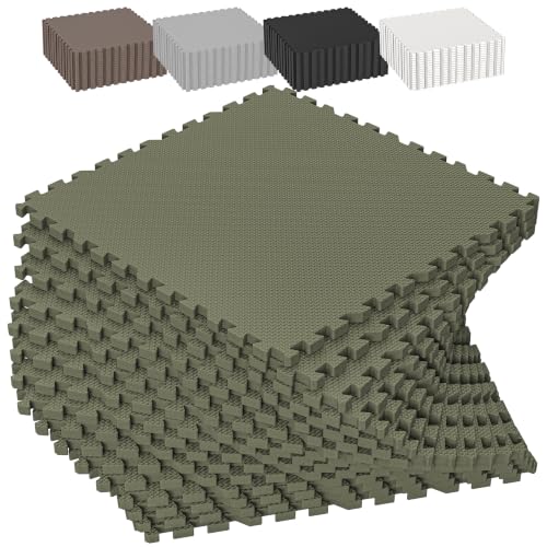 1/2" Thick 16 Pcs 64 Sq Ft EVA Foam Puzzle Exercise Mats, High-Density Interlocking Foam Floor Tiles for Home Gym, Gym Mat for Workout Equipment & Direct Exercise, Floor Padding for Kids - color: Green, size: 64 Sq Ft (16 Tiles)