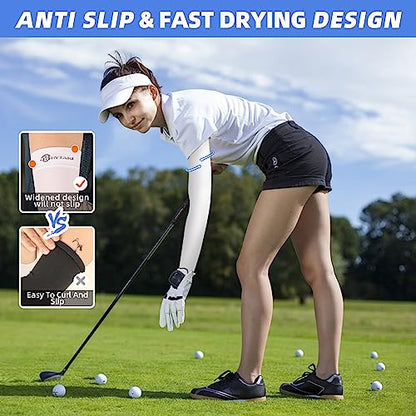 BHYTAKI UV Sun Protection Arm Sleeves, UPF 50 Sports Cooling Arm Compression Sleeves for Men Women Teenager - color: 2 Black+2 White+2 Light Beige