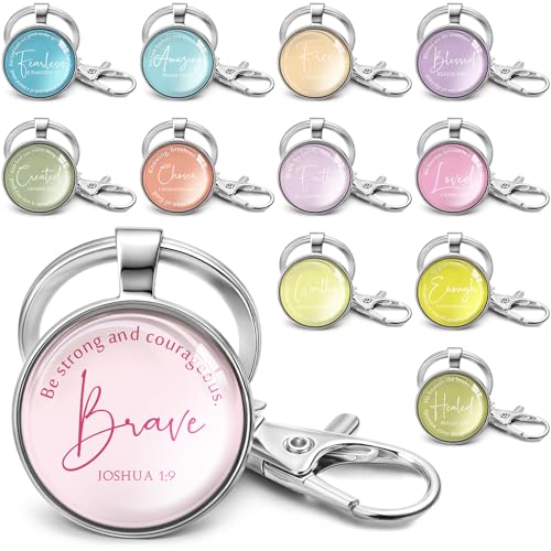 Equsion 24 Pcs Christian Keychain Gift Bulk Mini Bible Keychains with Verse Religious Keychain Gifts for Church Bible Study Group (Macaron) - color: Macaron