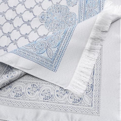 Muslim Prayer Rug and Beads with Portable Bag, Muslim Gifts for Women Men, Janamaz, Sajadah, Soft Mat Islam Gifts Set, Turkish Sajadah for Ramadan, Eid, Hajj, Travel, Pray - color: Blue