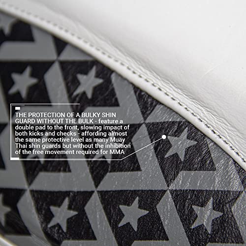 Revgear Superlite Light Weight Leather Shin Guards | for Martial Arts and MMA - color: White, size: X-Large
