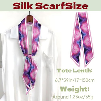 Head Hair Scarf Neck Silk Feeling Scarves Long Thin Satin Fashion Handbag Cute Decoration Women Girls 59 * 6.7'' - color: O-17-heart