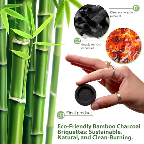 Charcoal Briquettes for Bakhoor (Quick Light Coal) - Bamboo Charcoal for Frankincense and Resin Incense Burner - Small Tablets Single Roll (10 Discs)