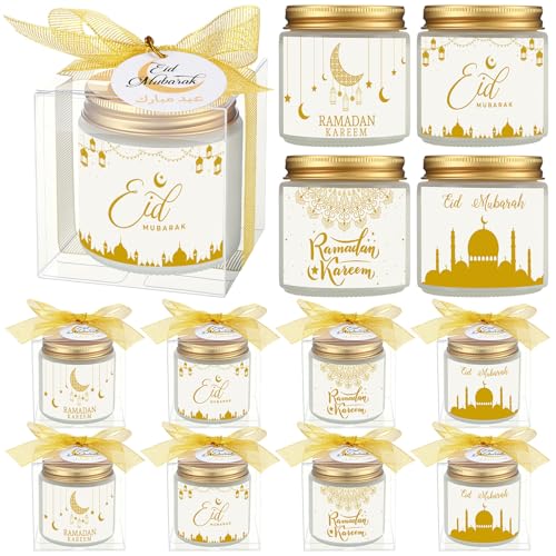 MTLEE 16 Pcs Muslim Wedding Favors for Guests Bulk, Islamic Jar Candle Gifts with Gift Box Tags and Ribbons, Eid Al-adha Eid Mubarak Nikkah Party Favors for Wedding Bridal Shower Reception Decor