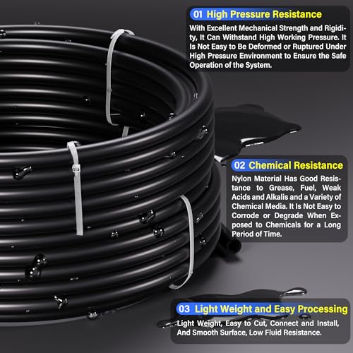 TAILONZ PNEUMATIC Black DOT Air Line 1/4 Inch OD PA12 Nylon Air Tubing Kit, Push to Connect Fittings Pipe Hose Air Line Tubing,Compression Fitting Kit 10 Meter 32.8ft - color: Black-Nylon(PA12), size: 1/4'' OD/32.8ft/10m