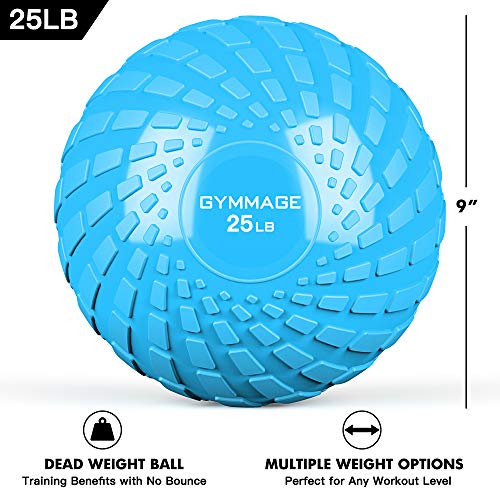 GYMMAGE Slam Ball, Weighted Ball for Exercise, 10, 15, 20, 25, 30, 40, 50lbs Exercise Slam Medicine Ball for Strength and Crossfit & Conditioning Training Home Gym Workout, with Easy-Grip Surface - style: 25 LBS