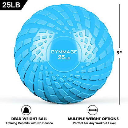 GYMMAGE Slam Ball, Weighted Ball for Exercise, 10, 15, 20, 25, 30, 40, 50lbs Exercise Slam Medicine Ball for Strength and Crossfit & Conditioning Training Home Gym Workout, with Easy-Grip Surface - style: 25 LBS