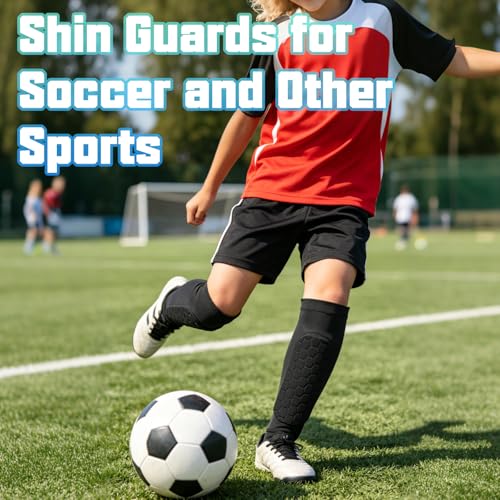 Soccer Shin Guards, Shin Defenders for Kids Youth Adult Ski Shin Guards Pads for 2-18 Years Old Calf Compression Sleeve with Honeycomb Pads, Lightweight Calf Protective Gear for Football - size: Medium