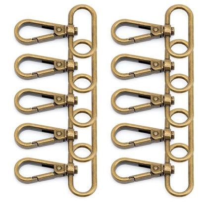 CRAFTMEMORE Snap Hook Swivel Push Gate Lobster Clasps Fashion Clips Purse Making FS10 Pack of 10 (Antique Brass, 2 Inches) - color: Antique Brass, size: 2 Inches