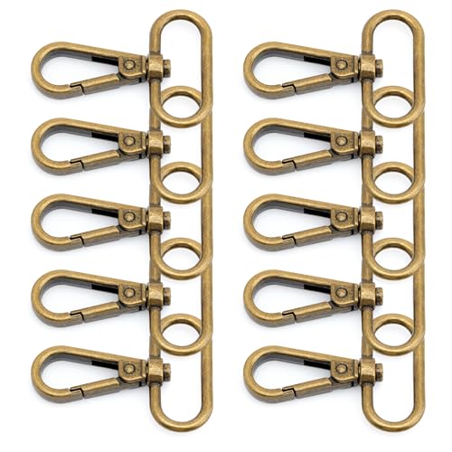 CRAFTMEMORE Snap Hook Swivel Push Gate Lobster Clasps Fashion Clips Purse Making FS10 Pack of 10 (Antique Brass, 1-1/4 Inch) - color: Antique Brass, size: 1-1/4 Inch