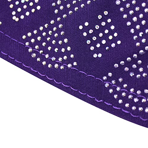 ZGMYC Women Shiny Rhinestones Muslim Hijab Elegant Long Turban Cap Head Wrap Scarf - color: Purple