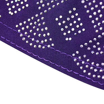 ZGMYC Women Shiny Rhinestones Muslim Hijab Elegant Long Turban Cap Head Wrap Scarf - color: Purple