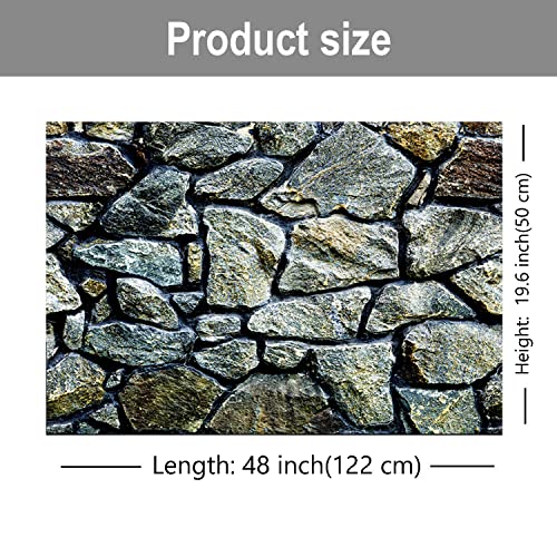 ELEBOX Fish Backgrounds Paper Double Sides 3D Stone & Trees Aquarium Background Picture 19" x 48" Fish Tank Background - color: N, size: H:19.5"x L:48"