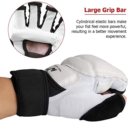 Taekwondo Karate Gloves & Sparring Gear Foot Protector Set, Boxing Sparring Foot Guard and Half-Finger Gloves for Martial Arts TKD Kung Fu Punch Bag Kickboxing MMA Training - size: Small