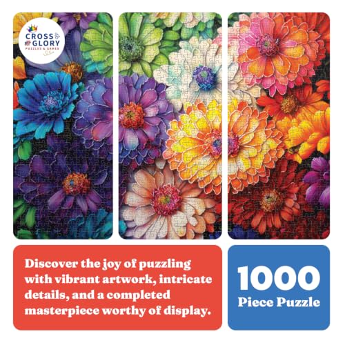 Cross & Glory | 1000 Piece Jigsaw Puzzles for Adults | Rainbow of Flowers - color: Rainbow of Flowers