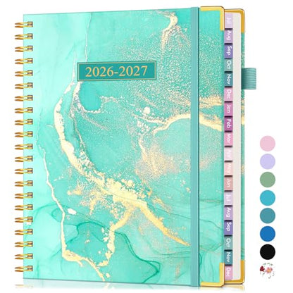 Academic Planner 2026-2027, 18 Months Weekly and Monthly Hardcover Planner, July 2026 - December 2027, 8.5" x 11" A4 Large Daily Calendar Planner Book with Tabs, Spiral College School Agenda Organizer for Student Teacher, Teal Marble - color: Teal Marble,