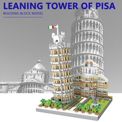 Leaning Tower of Pisa Micro Mini Building Blocks Set Italy Architecture Building Kits Famous Landmark Model Toys Gift for Adults Kids Teens 2500 PCS - style: The Leaning Tower of Pisa