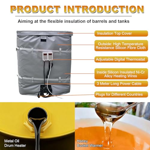 Ibc Heating Blanket, Ibc Portable/Oil Tank Heater Blanket,Oil Drum Heating Blanket,2000w/4000w Heating Blanket With Digital Display,Adjustable Temperature,Suitable Plastic Tanks,Oil Drums 1000L - size: 1000L
