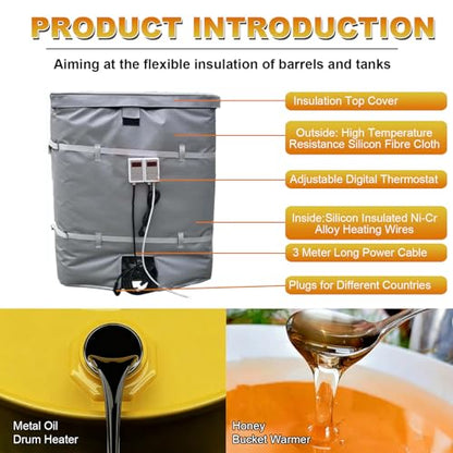 Ibc Heating Blanket, Ibc Portable/Oil Tank Heater Blanket,Oil Drum Heating Blanket,2000w/4000w Heating Blanket With Digital Display,Adjustable Temperature,Suitable Plastic Tanks,Oil Drums 1000L - size: 1000L