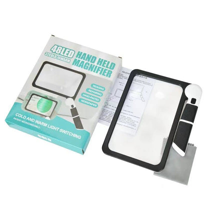 Magnifying Glass with Light, Page 5X Folding Handheld Rectangular Magnifier with 48 Lights for Reading Books & Close Work, Ideal Lighted Magnifying Gift for Low Visions - style: 5X