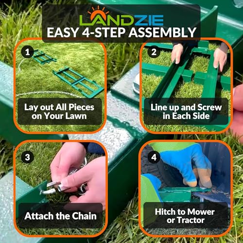 The Original 4FT Drag Harrow Driveway Grader, 46 LB Heavy Duty Tow Behind Lawn and Landscape Rake, Gravel Driveway Drag, Power Rake , Lawn Leveler - style: 4' Level