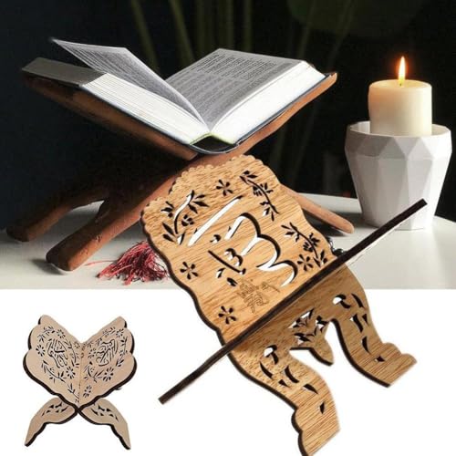 Wooden Quran Holder - Prayer Book Bible Stand, Wooden Quran Stand Desktop Book Stands for Display and Reading, Folding Book Stand Holder Eid Party Reading Supply