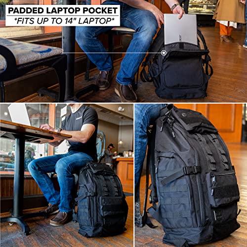 Tactical Backpack and Gym Bag 1000D Nylon Black - color: Black, style: Backpack (Tactical)