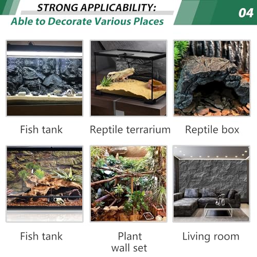 23.6x17.7in Rock Terrarium Background,3D Reptile Tank Background Board,Amphibian Stereo Backdrop Wall,Lizard Snake Gecko Spider Turtle Fish pet silo Background Decorative Panel(Grey) - color: grey-23.6"* 11.8"（1pcs）