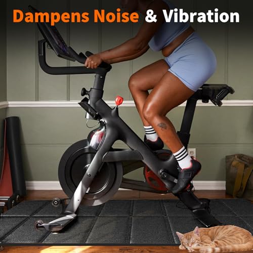 Mat for Exercise Bike Treadmill Walking Pad on Carpet 63x30,Compatible with Peloton, 1/4" Indoor Bike Trainer Mat for Hardwood Floors, Spin Stationary Bike, Equipment Stability, Noise Shock Absorption - size: 63"L x 29.5"W x 0.24"Th