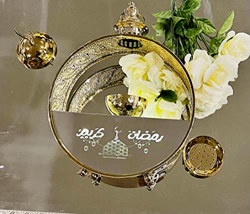 Ramadan Hanging Lantern Islamic Metal Lamp Eid Mubarak Element Eid Mubarak Islamic Lamp, Ramadan Mubarak LED Light Ramadan Hanging Lantern Glass and Metal Lantern for Ramadan Karim (Masjid) - color: Masjid