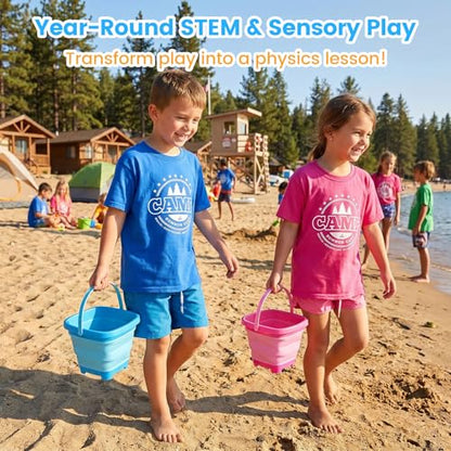 Shindel Collapsible Bucket for Kids, Foldable Pail Bucket for Beach Toys, Summer Toys, Camping Gear, Beach Party, Fishing, and Fun Summer Activities - color: Mix 1