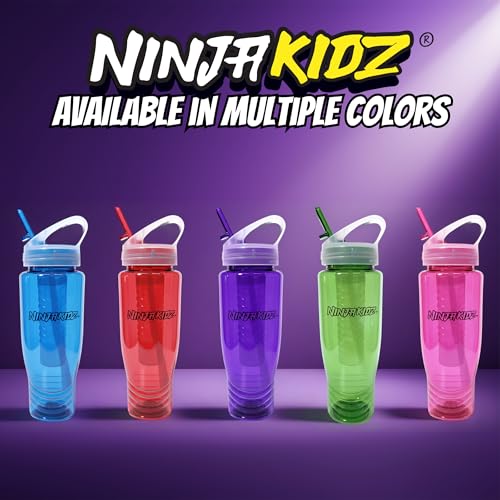 Ninja Kidz Official Kids Water Bottle with Straw, Reusable Water Bottle with Handle, Leak-Resistant, Insulated, Durable, Great for Sports, Official Merch, 0.5 liters, Green - color: Green