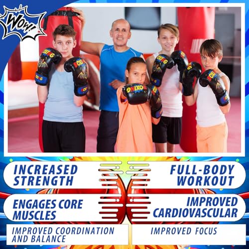 Boxing Gloves and Punching Mitts Set 4oz Gloves Boxing Pads Kids Youth Sparring Gear Training Equipment for Taekwondo Kick Karate Muay Thai MMA Martial Art - style: Black Bat