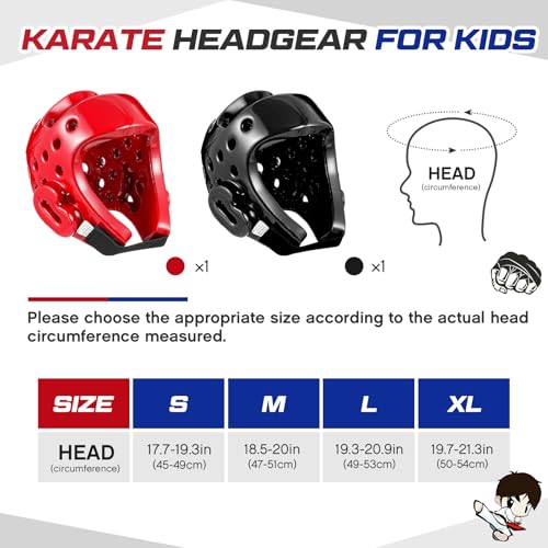 JellyArch 2 Pcs Taekwondo Karate Headgear MMA Martial Arts Helmet Soft Head Guard Protection Sparring Gear Helmet Boxing for Men Women Thai Kickboxing Grappling Muay Taekwondo - color: Red and Black, size: Medium