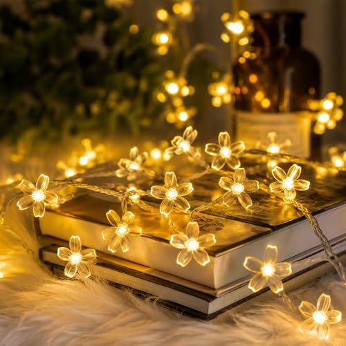 33ft Plug in Warm White Flower Fairy Lights String Christmas Hanging Decor - color: Warm White