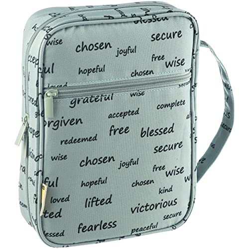 DiverseBee Bible Cover with Handles, Zippered Bible Carrying Case for Men and Women, Bible Tote Bag for Kids, Book Cover Accessories, Christian Gifts 7.5 x 10 x 2.5in (Noble Words)