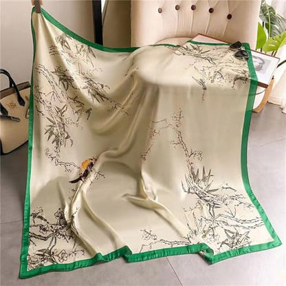 XL 43 Inch Extra Large Square Scarf Fashion Scarves Silk Feeling Hair Scarf Wrapping Scarfs Night Sleeping Headscarf - color: Ba1027