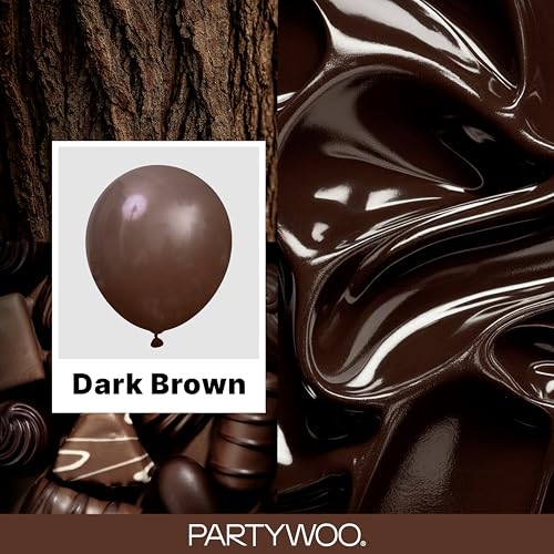 PartyWoo 다크 브라운 풍선 152피스 다양한 사이즈 45.7cm(18인치), 30.5cm(12인치), 25.4cm(10인치), 12.7cm(5인치) 보헤미안 커피 뉴트럴 가을 풍선 아치 키트 처녀 베이비 샤워 기념일 생일 파티 장식용 브라운-F20 - color: 브라운-f20