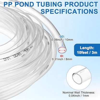M METERXITY Vinyl Tubing 5/16" ID x 3/8" OD 10ft Flexible Plastic Tube with 2 Hose Ties, Lightweight Hybrid PVC Hose for Water Gardening/Airline/Aquarium Tubing [Clear] - size: 5/16" ID x 10ft