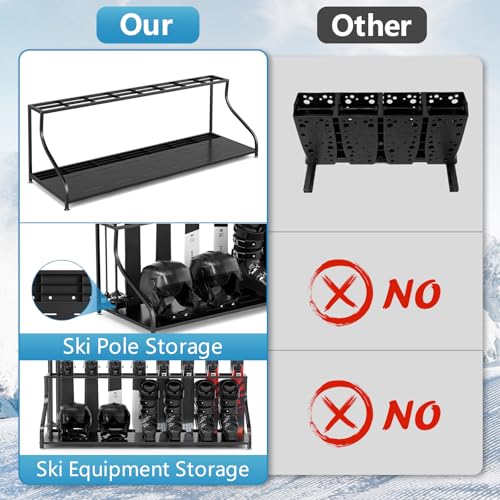 Ski Storage Rack-Holder Garage - Freestanding Ski Equipment Organizer Ski Boot Snowboard Rack Stand Snow Gear Storage - color: 8 Pairs
