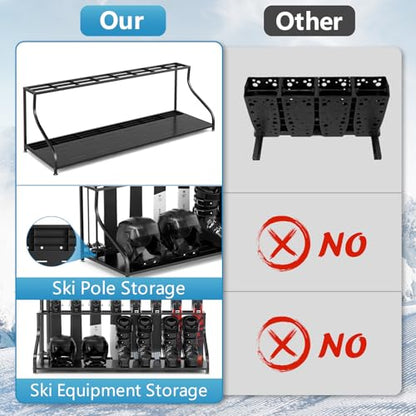 Ski Storage Rack-Holder Garage - Freestanding Ski Equipment Organizer Ski Boot Snowboard Rack Stand Snow Gear Storage - color: 8 Pairs