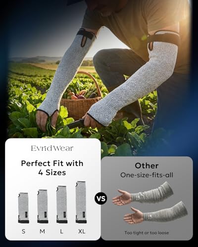 Evridwear Cut Resistant Protective Sleeves Gardening Sleeves Arm Protectors for Thin Skin and Bruising Farming, Industrial - size: Large