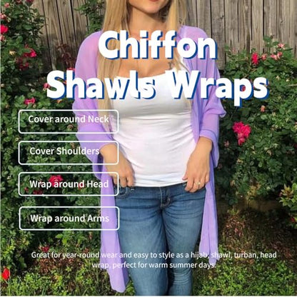 Chiffon Scarf for Women Lightweight Breathable Sunscreen Soft Solid Hijab Scarf for Daily & Muslim Wear - color: Violet Purple Chiffon Scarf