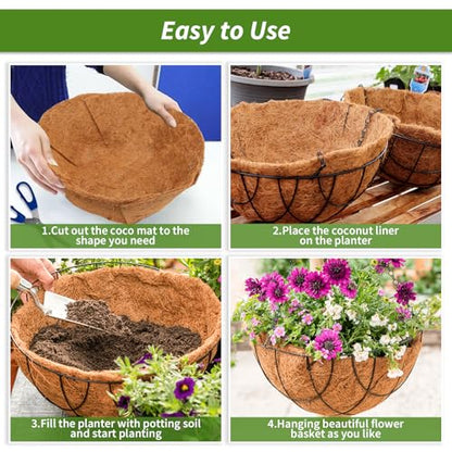 12X160 Inch Natural Coco Liner Roll, Coconut Liners for Planter Window Box Hanging Basket, Coconut Coir Roll Coco Fiber Mat for Garden Decoration DIY Moss Poles Pet Pad Reptiles Carpet