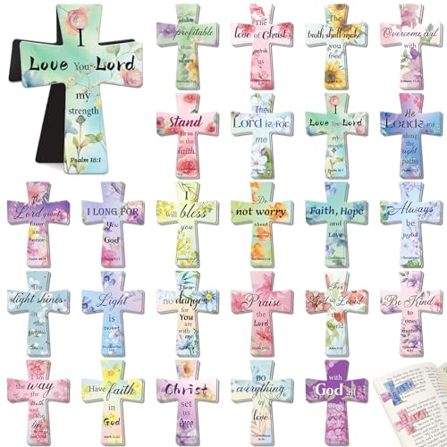 50PCS Cross Bible Magnetic Bookmarks, Christian Bookmark for Reading Marks - style: Flower