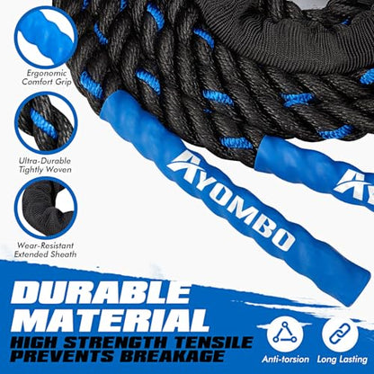 Ayombo Jump Rope, Weighted Jump Rope for Fitness, Boxing Equipment Jump Ropes for Men Women, Battle Skipping Ropes for Exercise, Suitable for Boxing, Cardio, Training Muscle Speed Home Gym Workout Equipment - style: 3LB