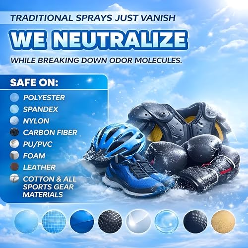 2-in-1 Sports Cleaner & Odor Eliminator - 3X Powerful Nano-Enzyme Deodorizer for Gloves, Hats, Helmets, Cleats, Shoes, Clothes, Bags, Sports Equipment & Athletic Gear | Remove Stink & Dirt